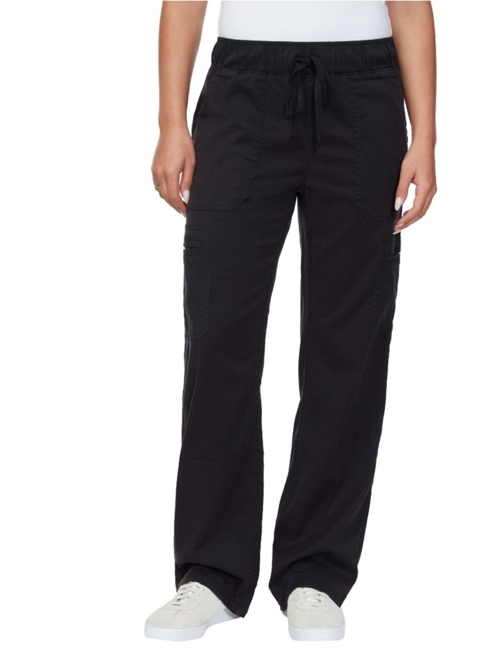 Buffalo tencel pull on Women's Black Drawstring Cargo Pants - Picture 2 of 4